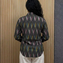 Multicolor Charcoal Ikkat Full-Sleeve Shirt