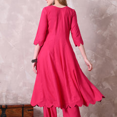 Hot Pink Cottan Reyon Anarkali Kurta with Palazzo