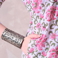 White Floral Printed Kurta with Lace Co-ord Set