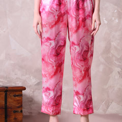 Pink Marble Print Satin Co-ord Set