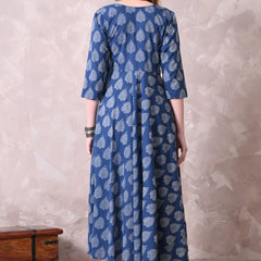 Leaf Hand Block Angrakha Kurta With Pant
