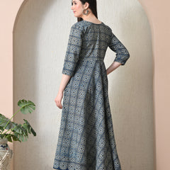Blue Indigo Pure Cotton Hand Block Kurta