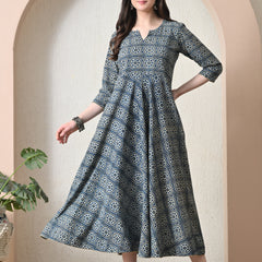 Blue Indigo Pure Cotton Hand Block Kurta