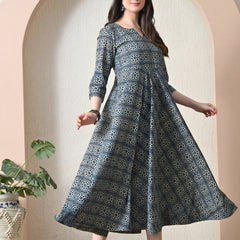 Blue Indigo Pure Cotton Hand Block Kurta
