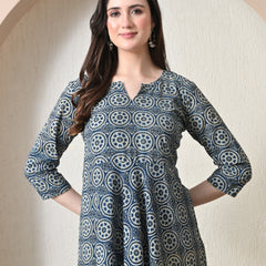 Blue Indigo Pure Cotton Hand Block Kurta