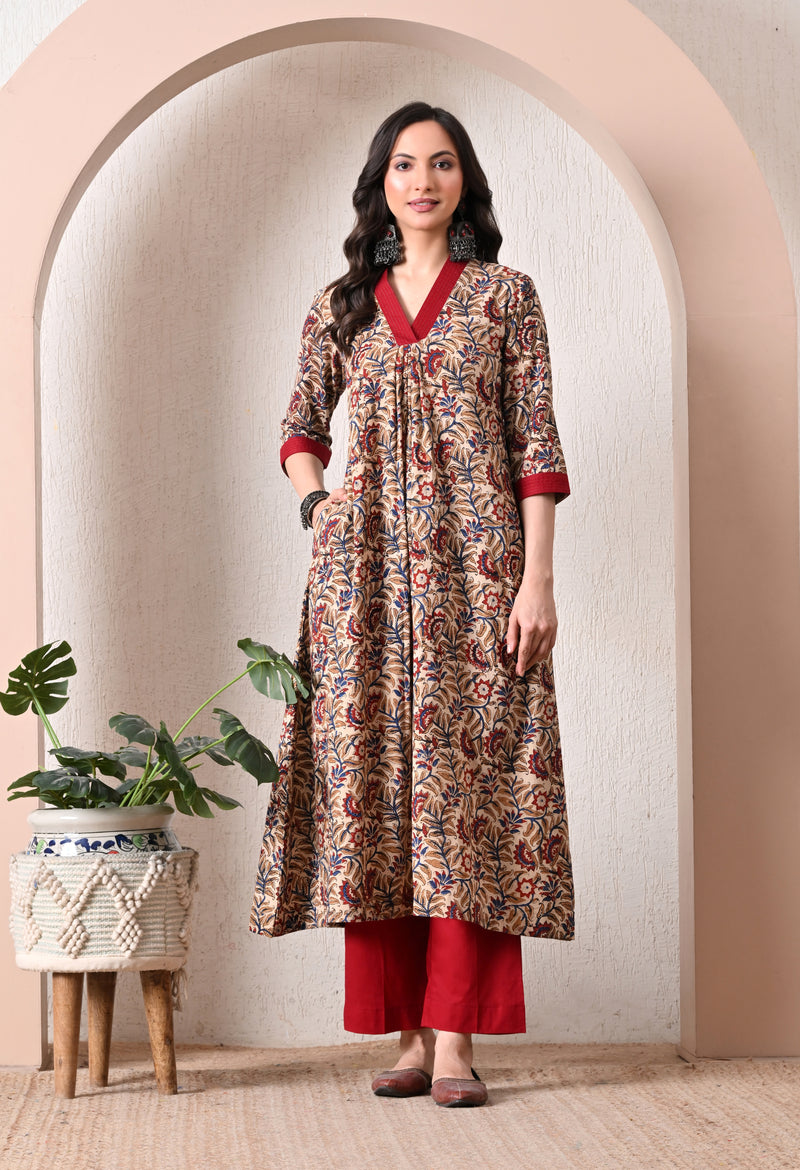 Rust Bloom Heritage Kurti