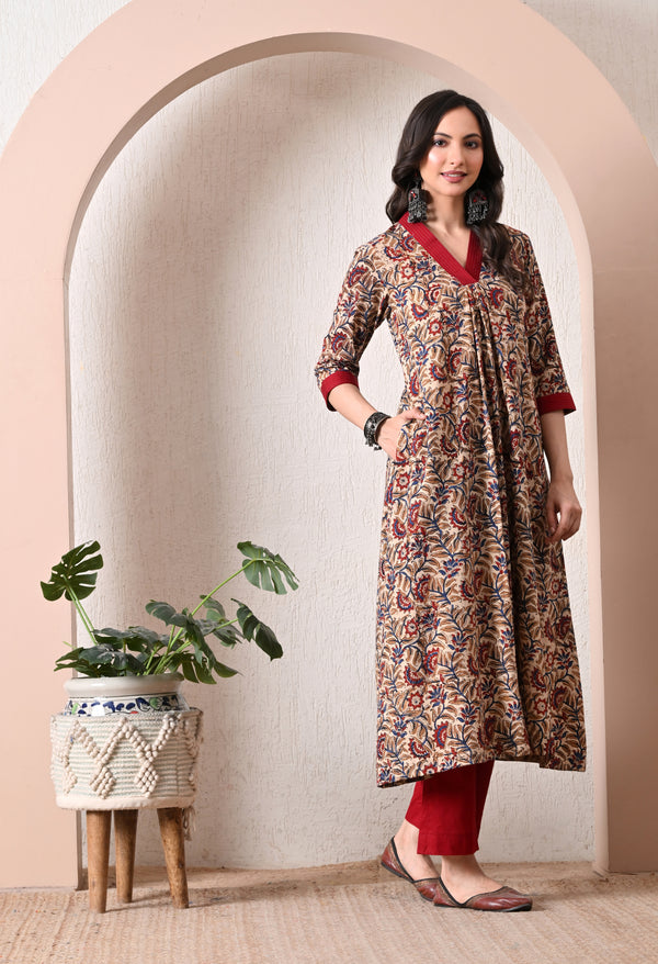 Rust Bloom Heritage Kurti