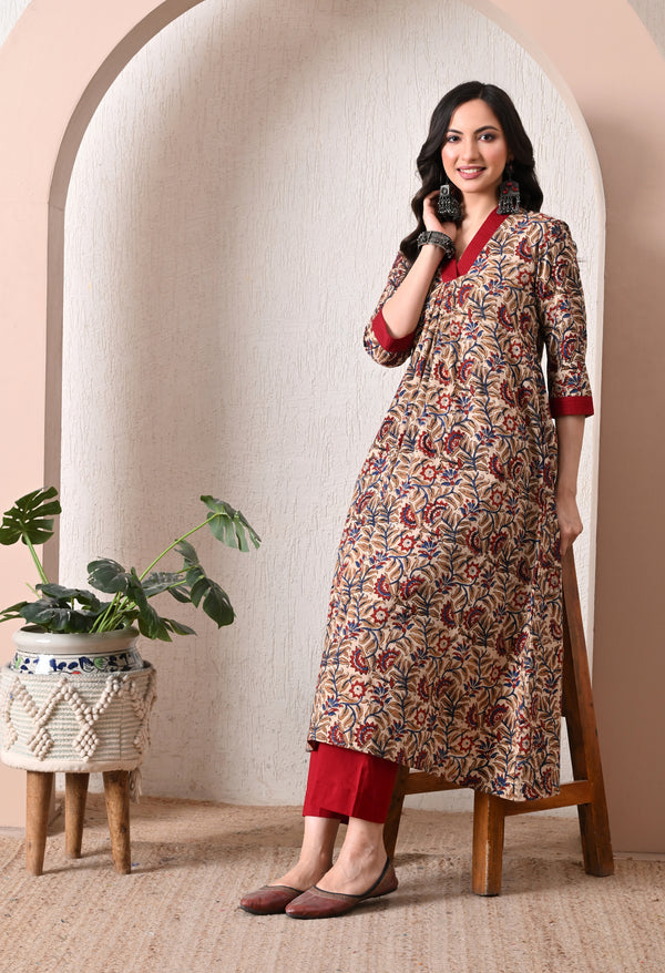 Rust Bloom Heritage Kurti
