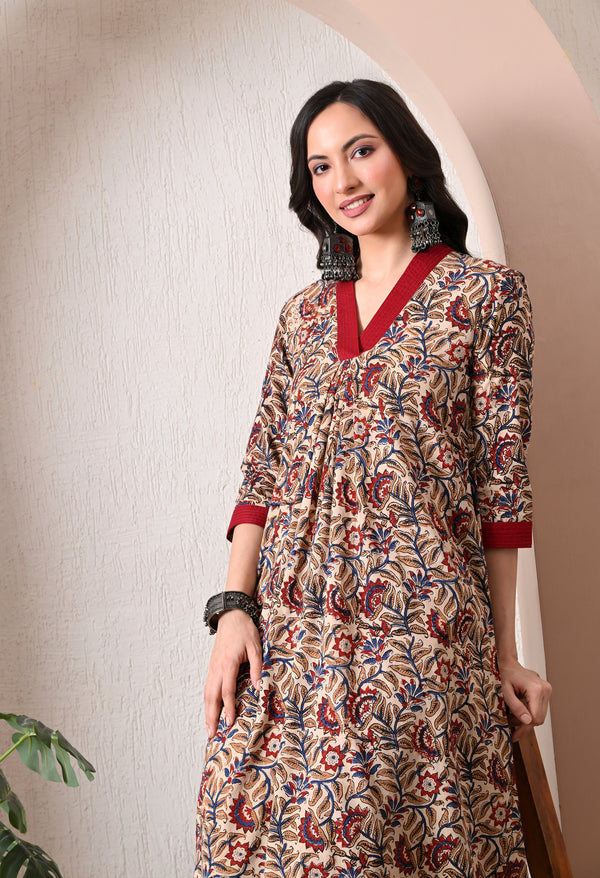 Rust Bloom Heritage Kurti