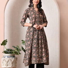 Floral Hand Block Kurta With Pant
