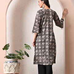 Noir Bloom A-Line Kurta With Pant