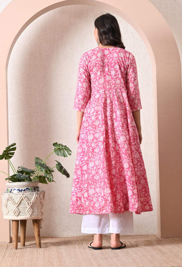 Hand Block Anarkali Kurta