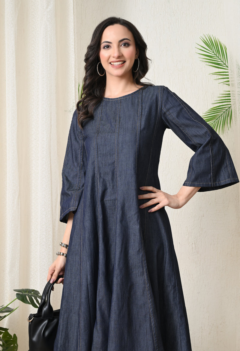 Grey Denim Anarkali