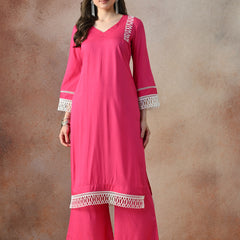 Pink Grace Lace Kurta Set