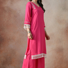 Pink Grace Lace Kurta Set
