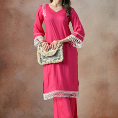Pink Grace Lace Kurta Set