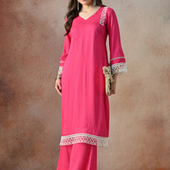 Pink Grace Lace Kurta Set