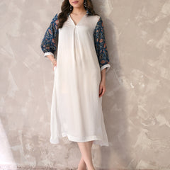 Graceful Contrast Sleeve A-Line Kurta