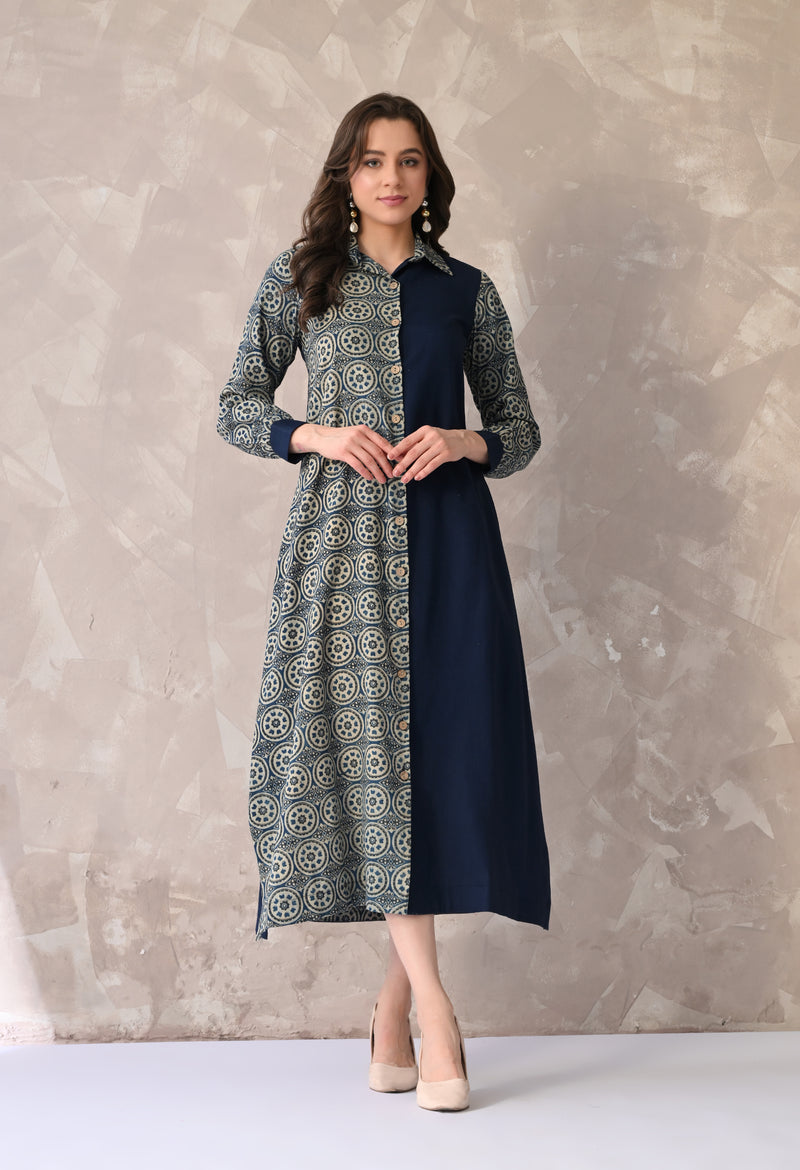 Contemporary Dual-Tone Printed Kurta