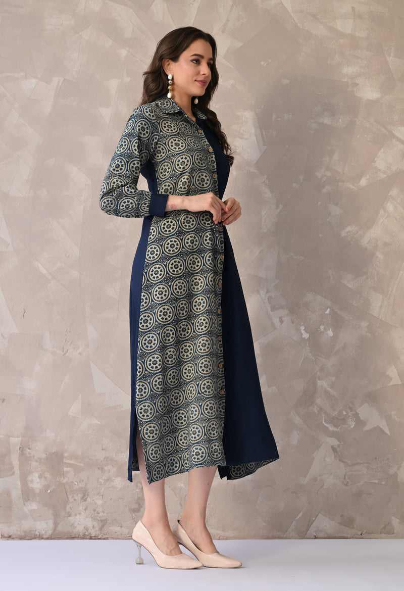Contemporary Dual-Tone Printed Kurta