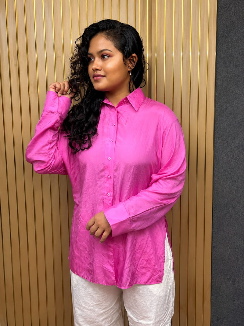 Pink crape Oversized Shirt