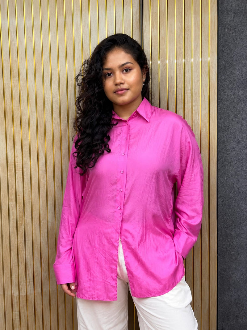 Pink crape Oversized Shirt