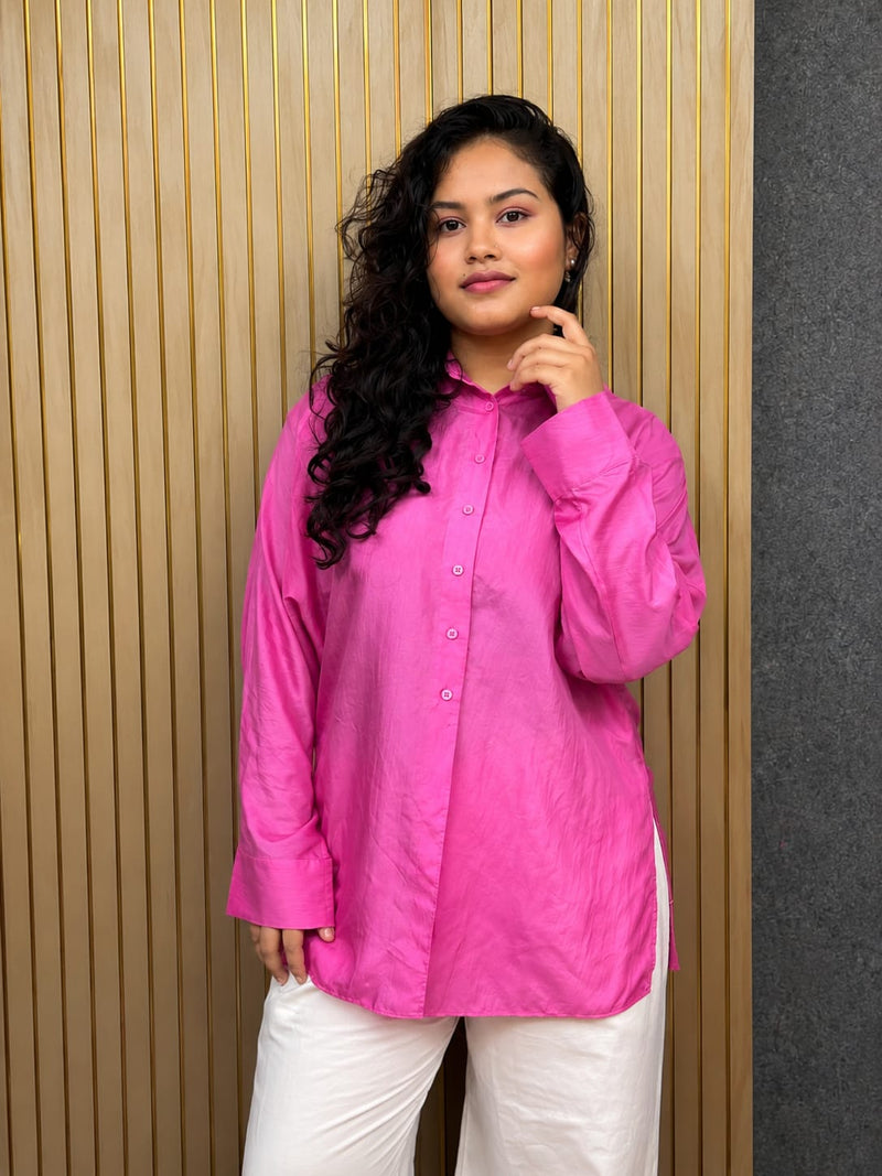 Pink crape Oversized Shirt