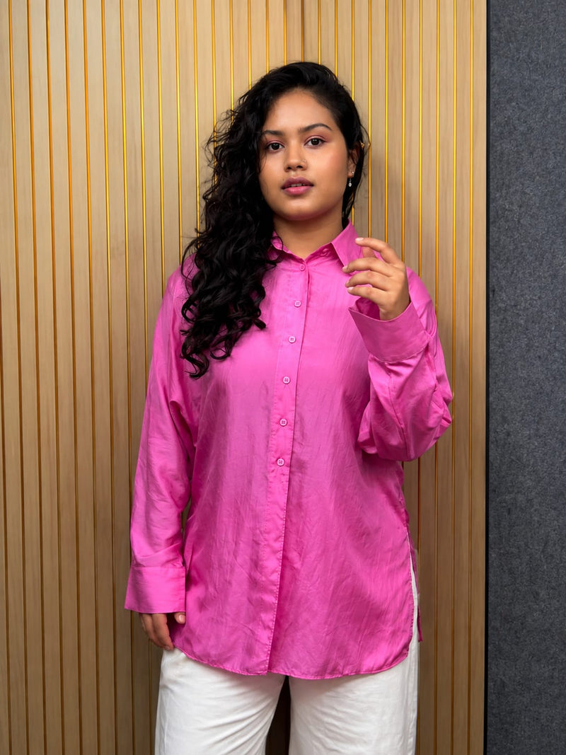 Pink crape Oversized Shirt