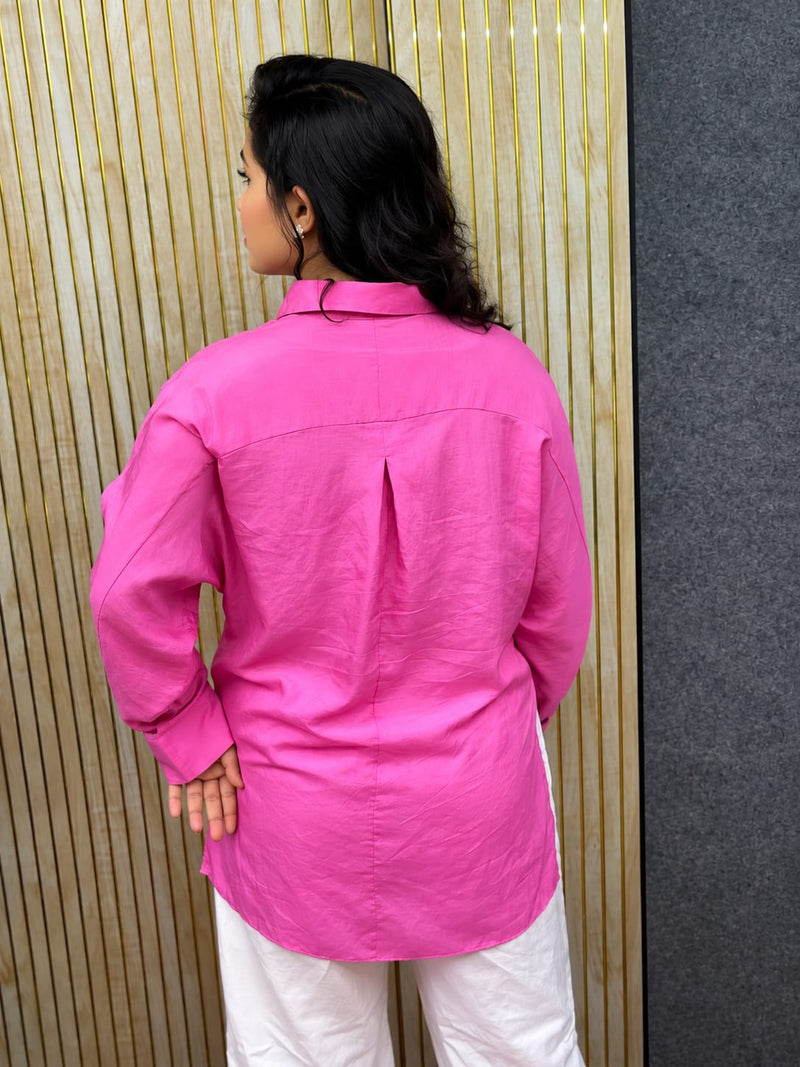 Pink crape Oversized Shirt