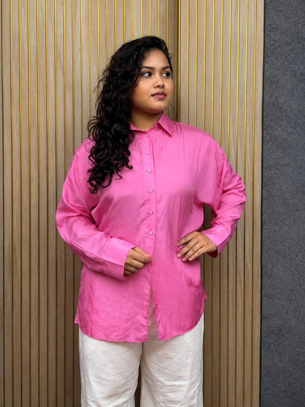 Pink crape Oversized Shirt