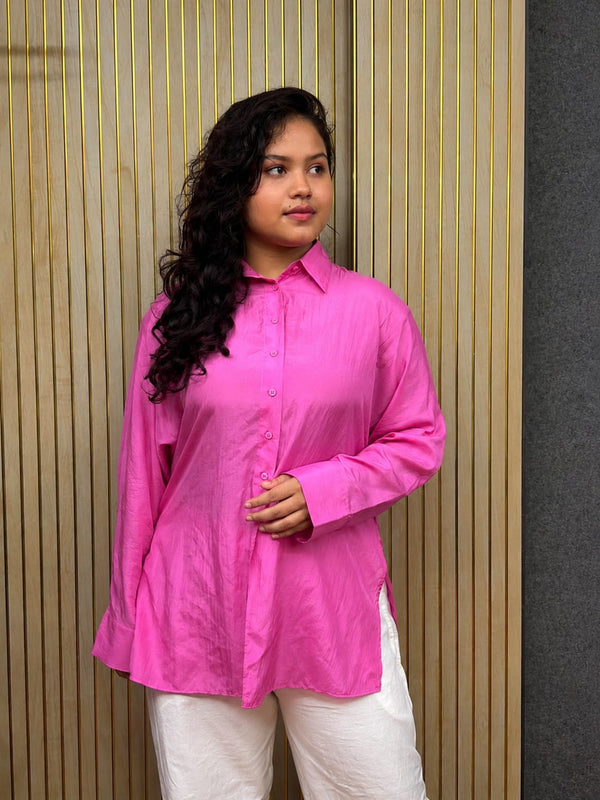 Pink crape Oversized Shirt