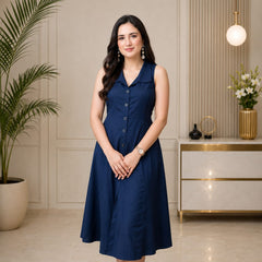 Effortlessly Elegant in Navy Blue Dress