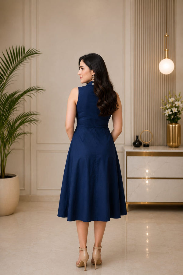 Effortlessly Elegant in Navy Blue Dress