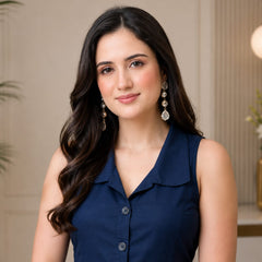 Effortlessly Elegant in Navy Blue Dress