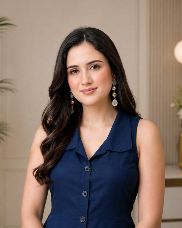 Effortlessly Elegant in Navy Blue Dress
