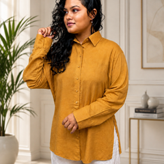 Musterd Yellow Textured Shirt