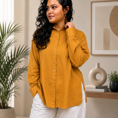 Musterd Yellow Textured Shirt