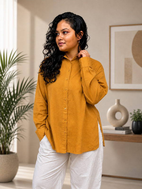 Musterd Yellow Textured Shirt