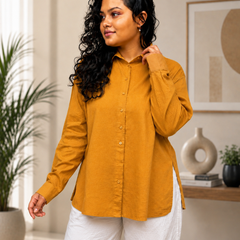 Musterd Yellow Textured Shirt