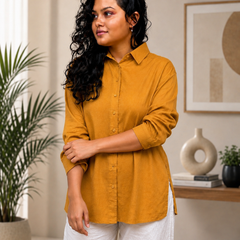 Musterd Yellow Textured Shirt