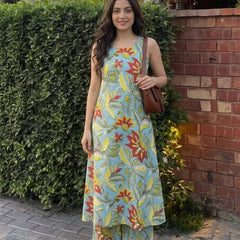 Elegant Printed Cotton Suit Set 🌸