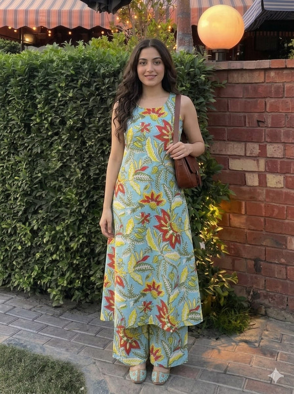 Elegant Printed Cotton Suit Set 🌸