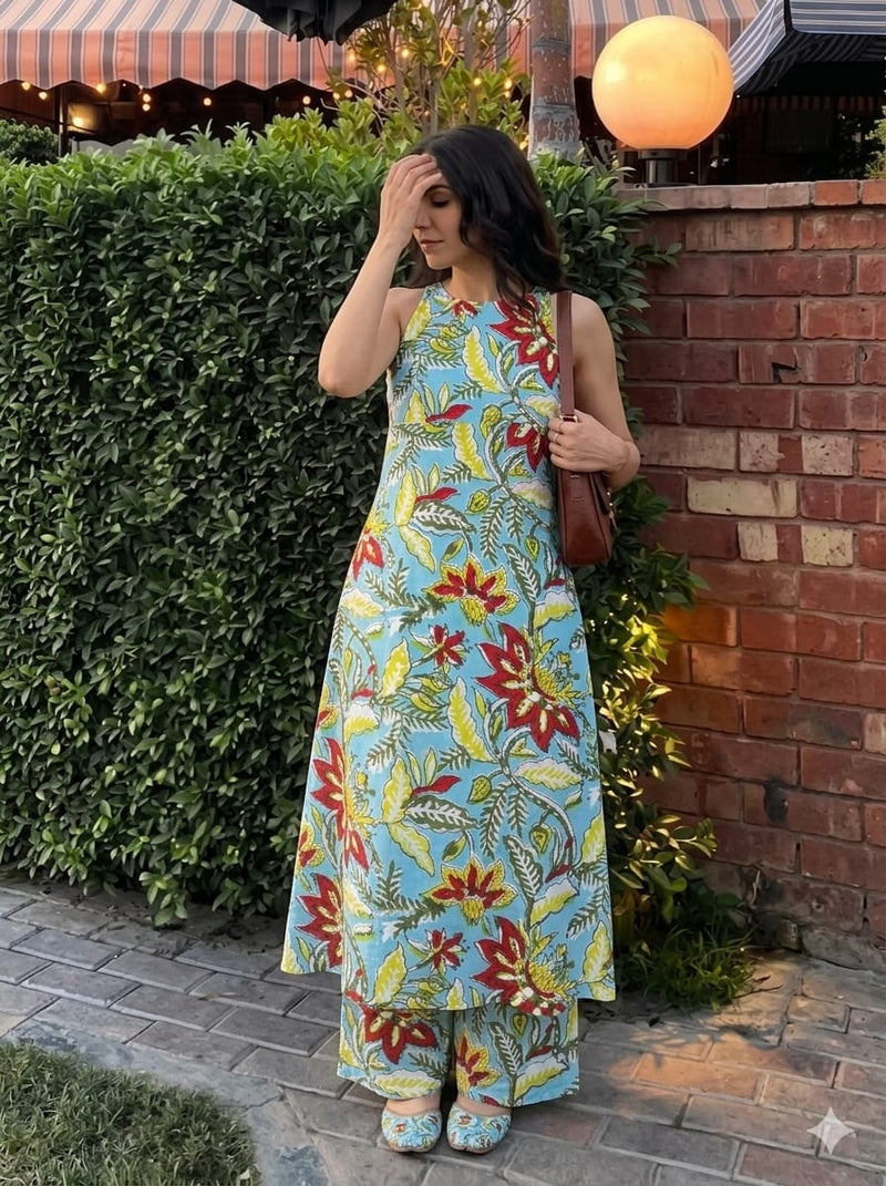 Elegant Printed Cotton Suit Set 🌸