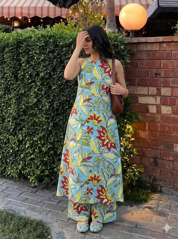 Elegant Printed Cotton Suit Set 🌸