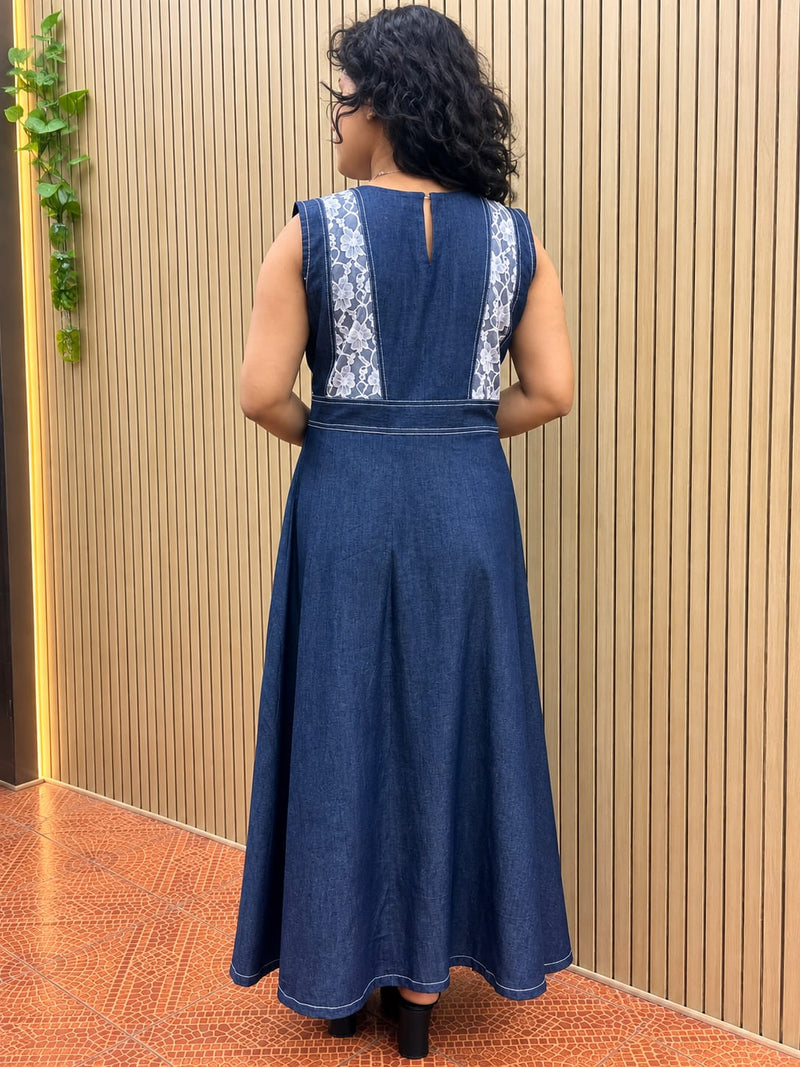 Elegance Navy Blue denim Dress