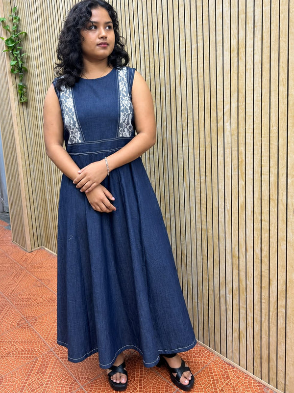 Elegance Navy Blue denim Dress