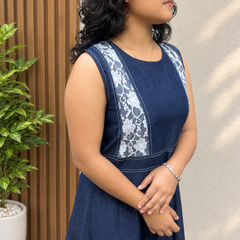 Elegance Navy Blue denim Dress