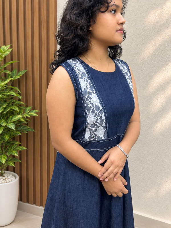 Elegance Navy Blue denim Dress