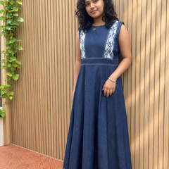 Elegance Navy Blue denim Dress