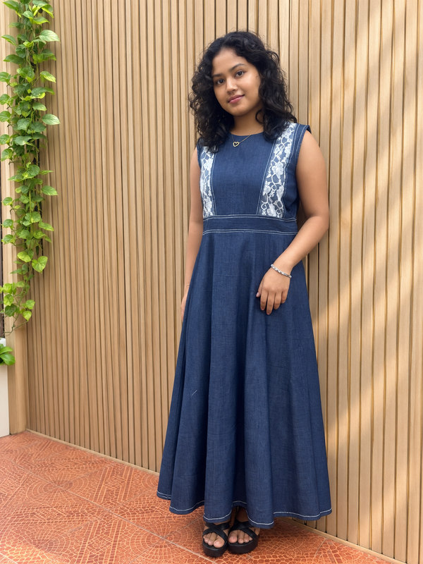 Elegance Navy Blue denim Dress